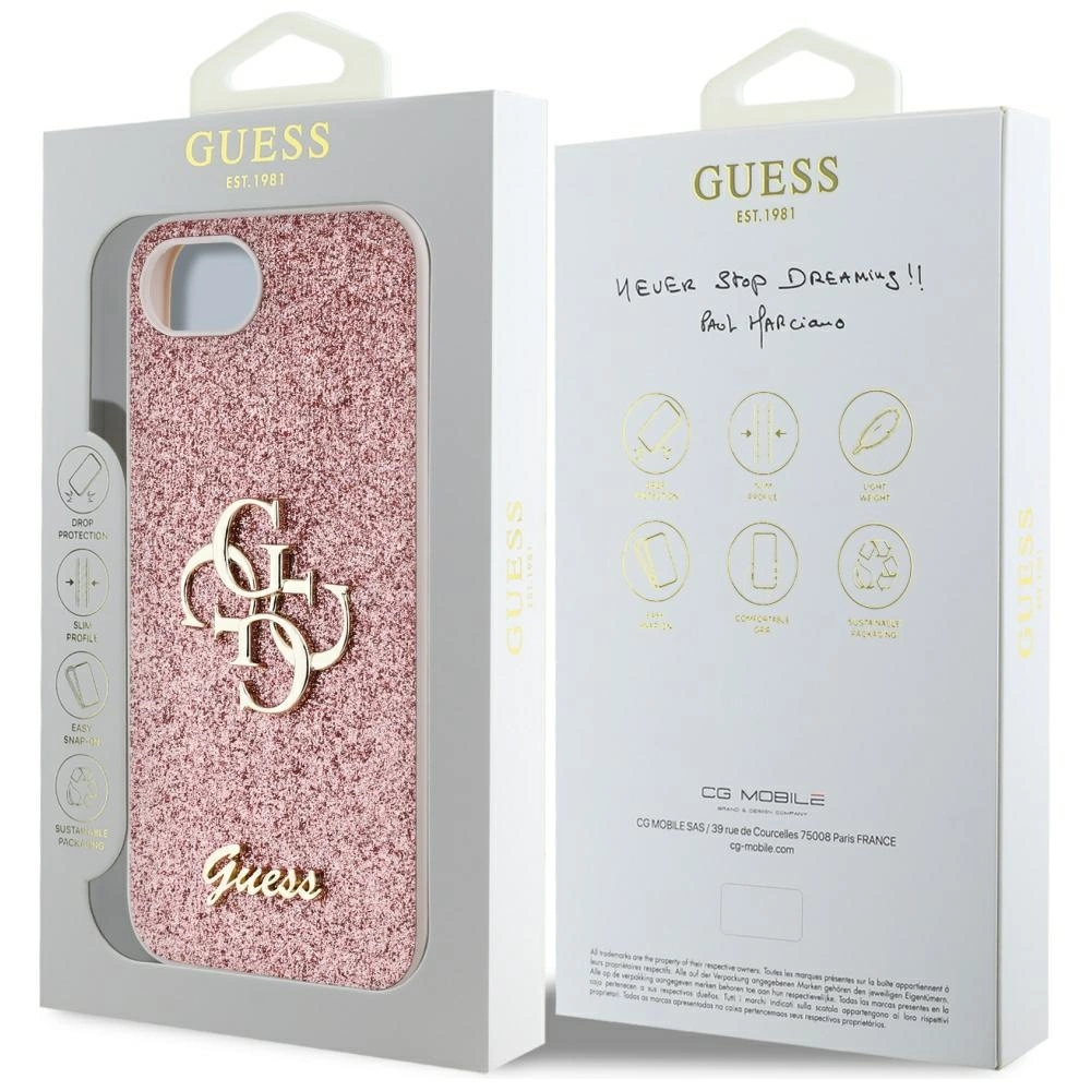 Guess Fixed Glitter Big 4G iPhone 16e Case - Pinkeng