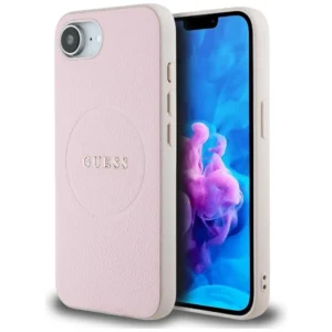 Guess Grained Ring MagSafe iPhone 16e Case - Pinkeng