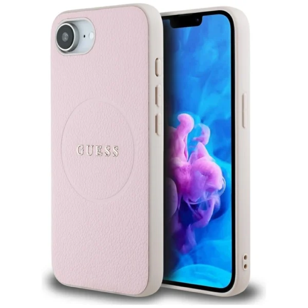 Guess Grained Ring MagSafe iPhone 16e Case - Pinkeng