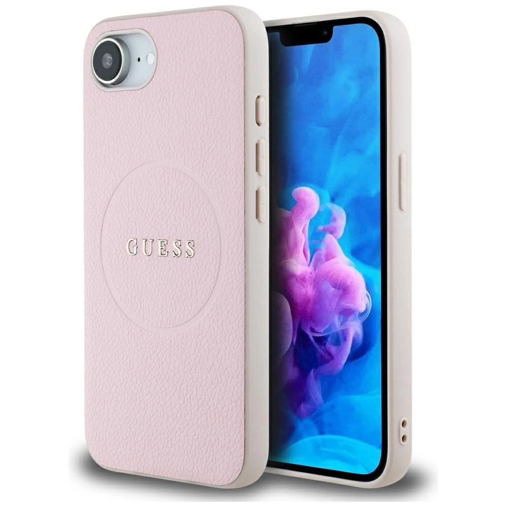 Guess Grained Ring MagSafe iPhone 16e Case - Pinkeng