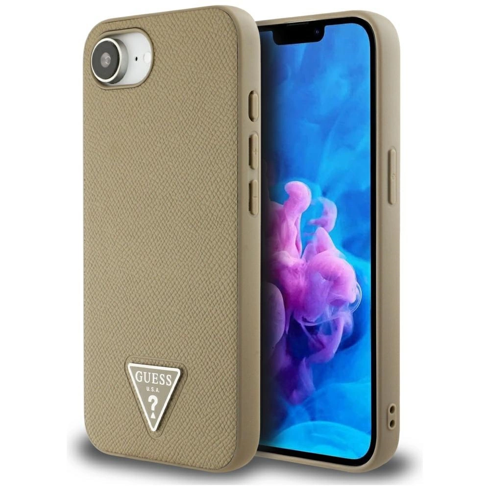 Guess Grained Triangle MagSafe case for iPhone 16e - browneng