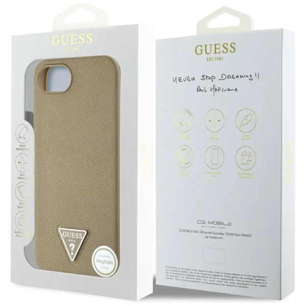 Guess Grained Triangle MagSafe case for iPhone 16e - browneng