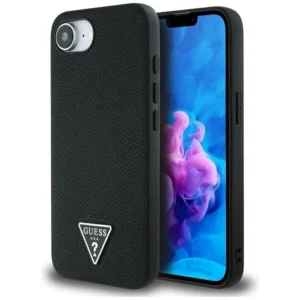 Guess Grained Triangle MagSafe case for iPhone 16e - blackeng