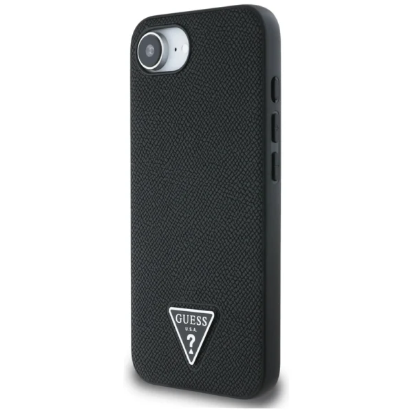 Guess Grained Triangle MagSafe case for iPhone 16e - blackeng