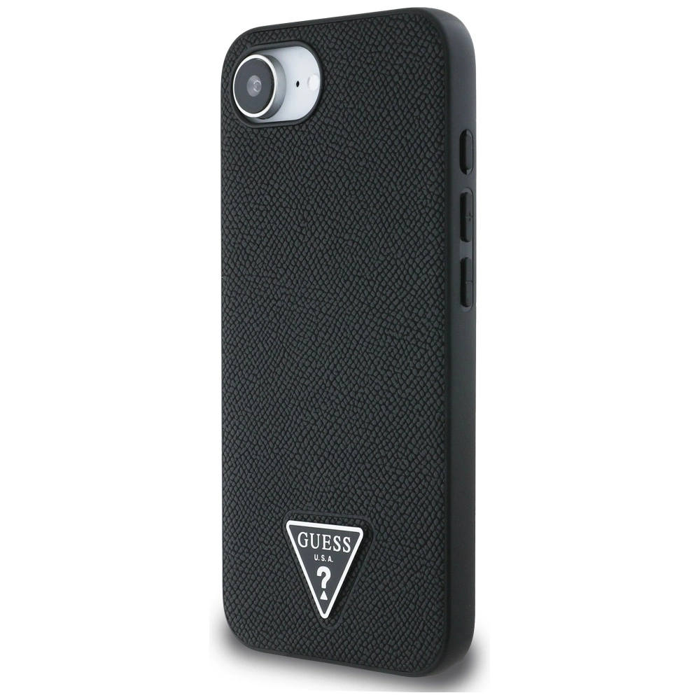 Guess Grained Triangle MagSafe case for iPhone 16e - blackeng