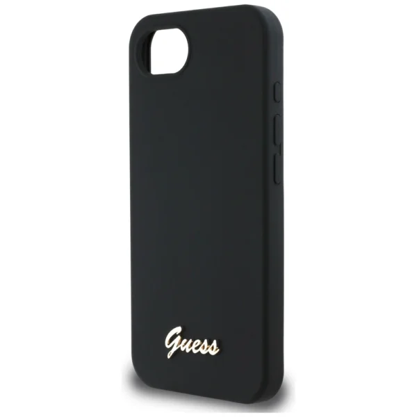 Guess Silicone Script Metal Logo MagSafe iPhone 16e Case - Blackeng
