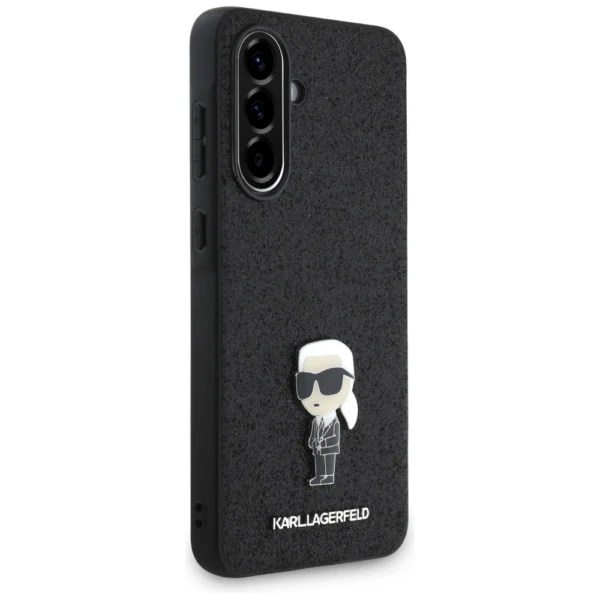 Karl Lagerfeld Fixed Glitter Ikonik Logo Metal Pin Case for Samsung Galaxy A36 - Blackeng