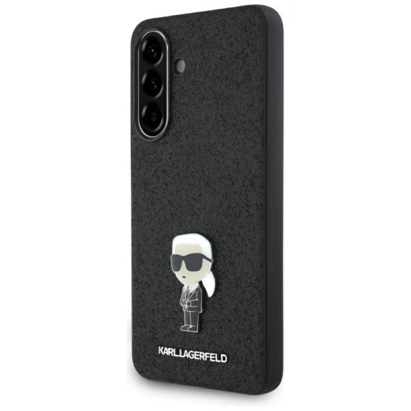 Karl Lagerfeld Fixed Glitter Ikonik Logo Metal Pin Case for Samsung Galaxy A56 - Blackeng