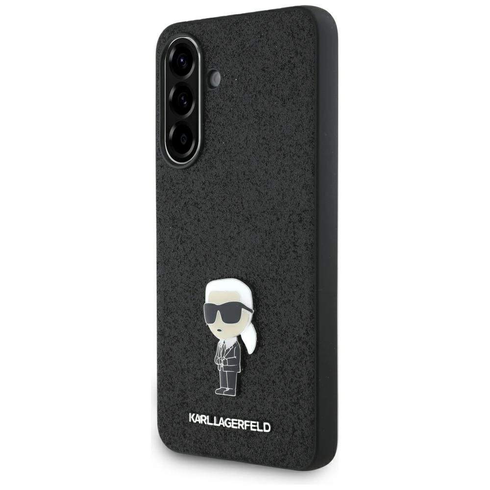 Karl Lagerfeld Fixed Glitter Ikonik Logo Metal Pin Case for Samsung Galaxy A56 - Blackeng