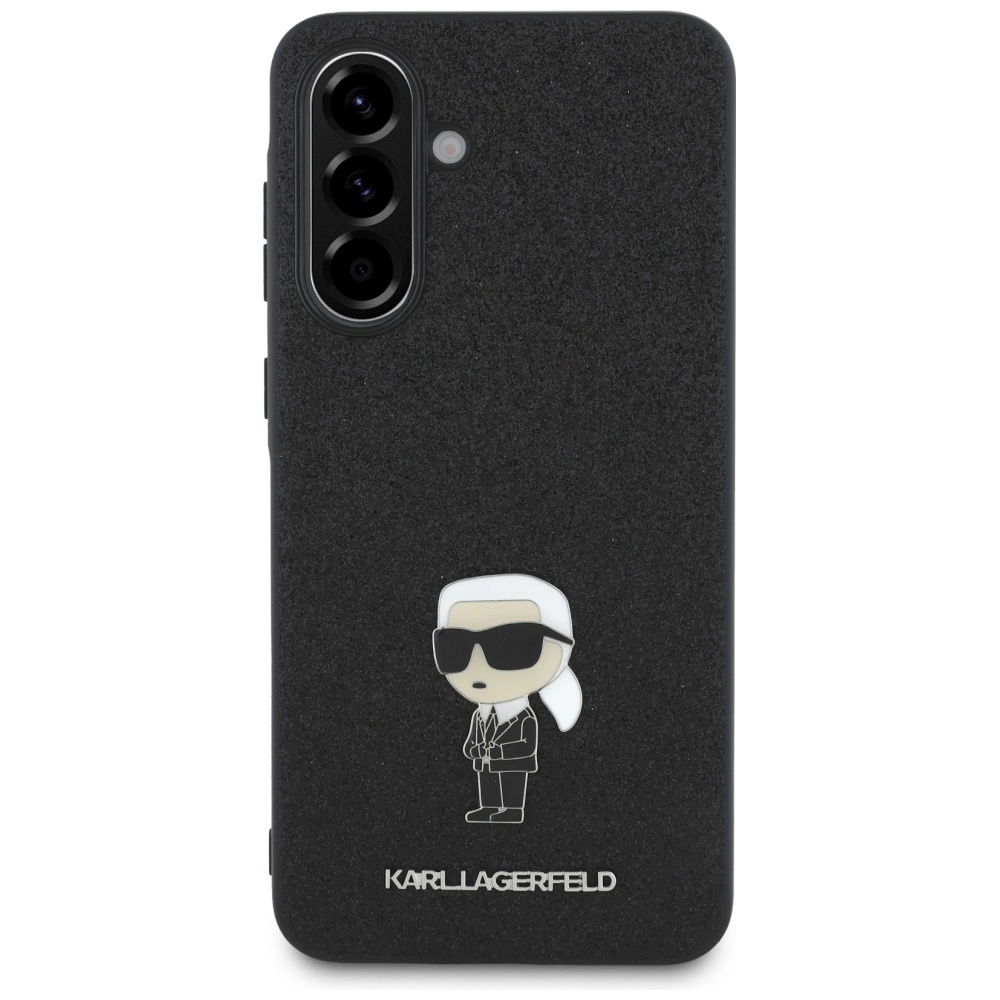 Karl Lagerfeld Fixed Glitter Ikonik Logo Metal Pin Case for Samsung Galaxy A56 - Blackeng