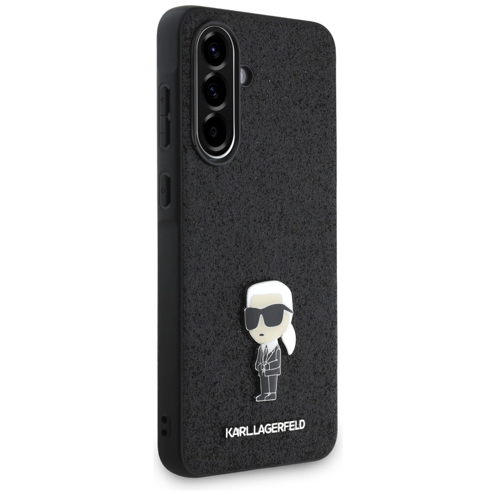 Karl Lagerfeld Fixed Glitter Ikonik Logo Metal Pin Case for Samsung Galaxy A56 - Blackeng