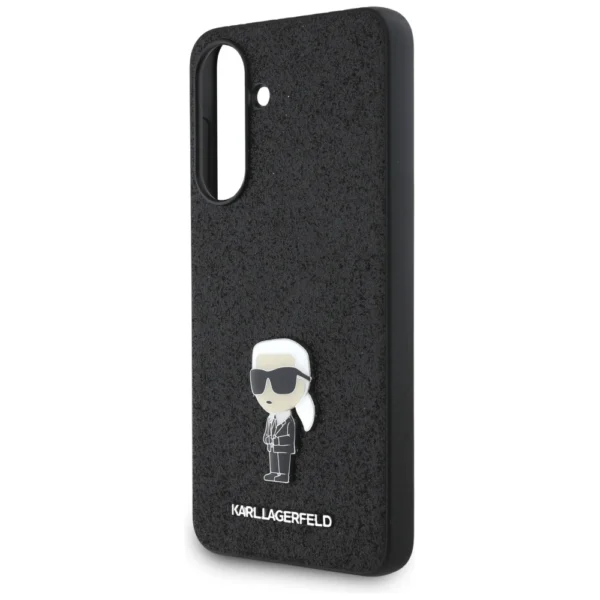 Karl Lagerfeld Fixed Glitter Ikonik Logo Metal Pin Case for Samsung Galaxy A56 - Blackeng