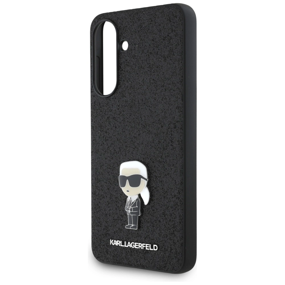 Karl Lagerfeld Fixed Glitter Ikonik Logo Metal Pin Case for Samsung Galaxy A56 - Blackeng