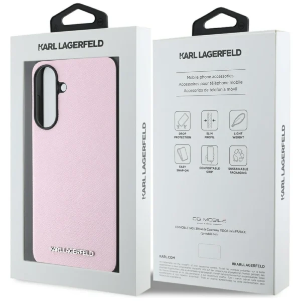 Karl Lagerfeld Saffiano Metal Logo Case for Samsung Galaxy A56 - Pinkeng