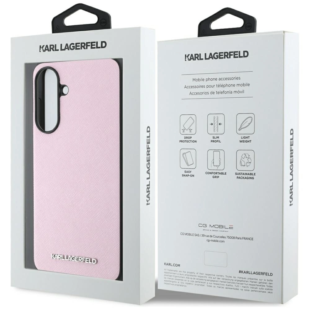 Karl Lagerfeld Saffiano Metal Logo Case for Samsung Galaxy A56 - Pinkeng