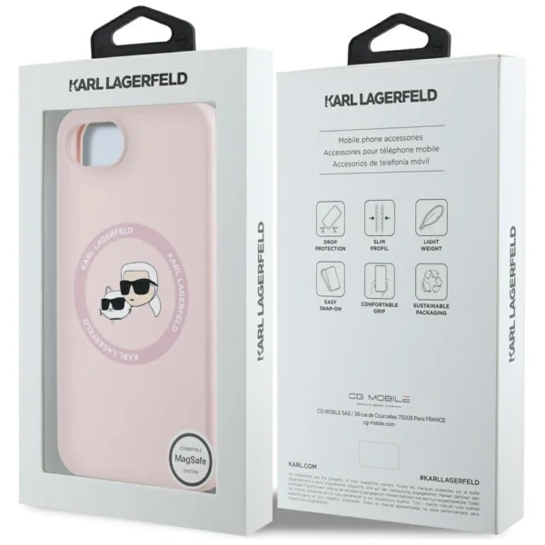 Karl Lagerfeld Silicone Karl&Choupette Heads MagSafe iPhone 16e Case - Pinkeng