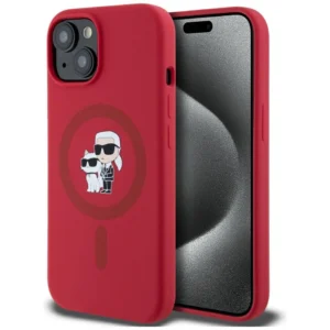 Karl Lagerfeld Silicone Karl&Choupette Heads Ring MagSafe iPhone 15 Case - Redeng