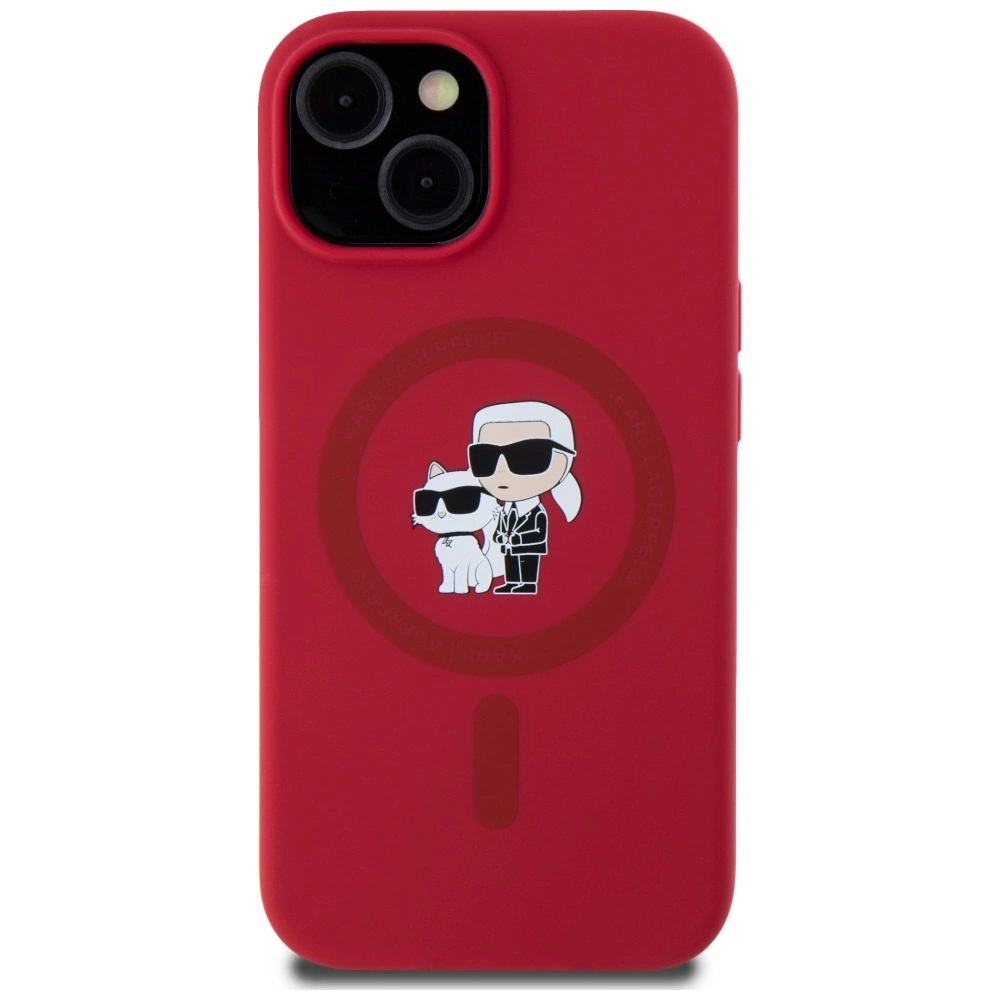 Karl Lagerfeld Silicone Karl&Choupette Heads Ring MagSafe iPhone 15 Case - Redeng