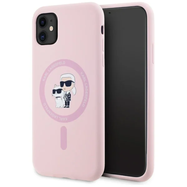 Karl Lagerfeld Silicone Karl&Choupette MagSafe iPhone 11 Case - Pinkeng