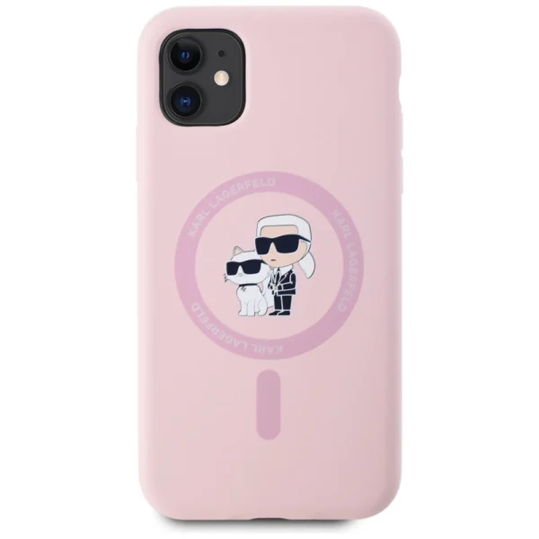 Karl Lagerfeld Silicone Karl&Choupette MagSafe iPhone 11 Case - Pinkeng