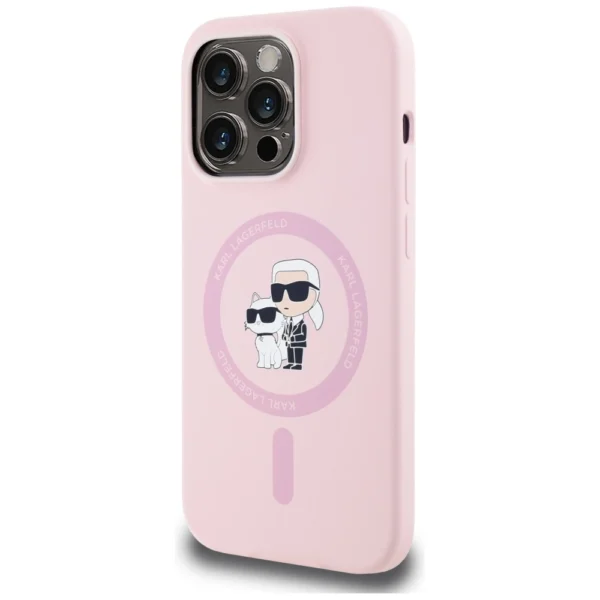 Karl Lagerfeld Silicone Karl&Choupette MagSafe Case for iPhone 14 Pro Max - Pinkeng
