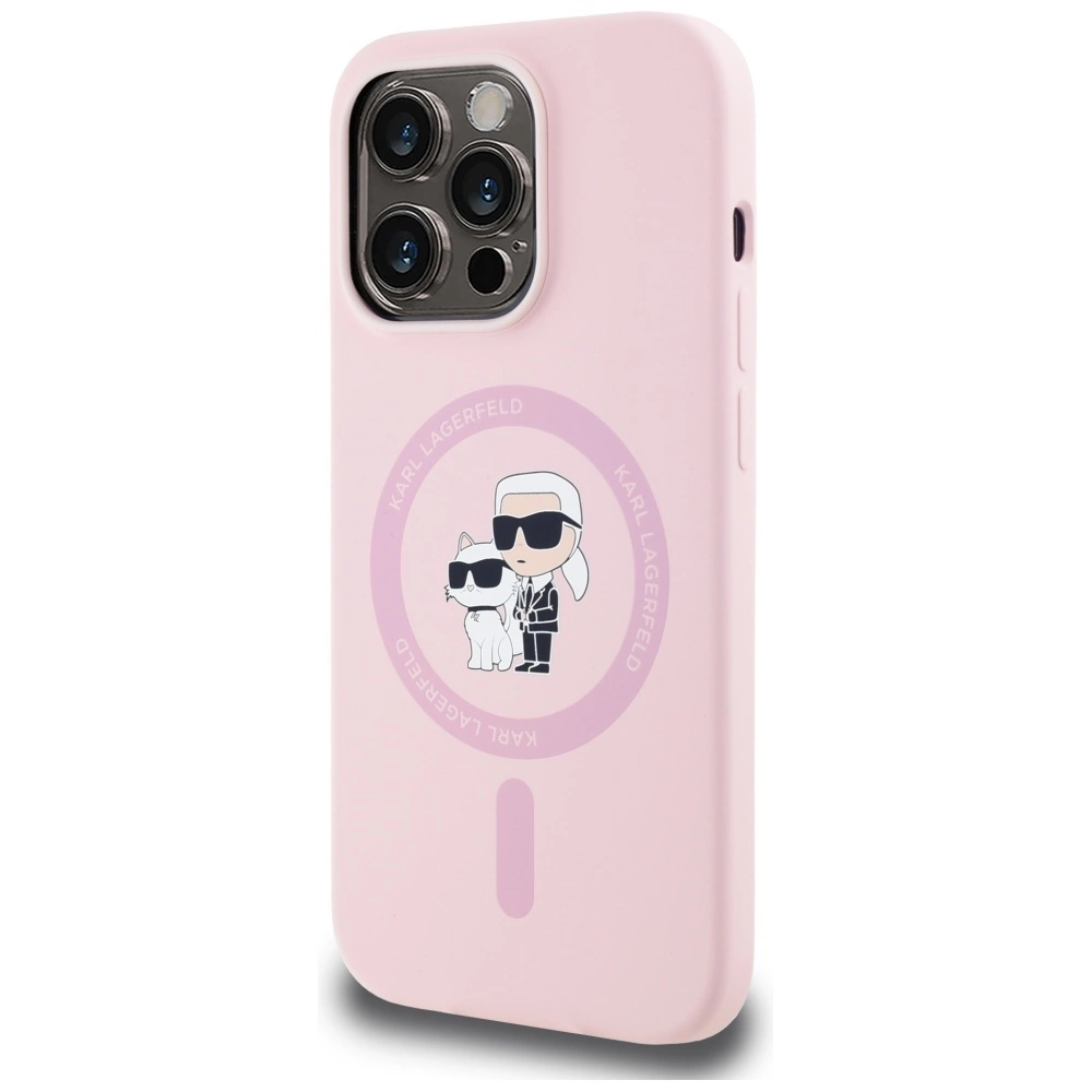 Karl Lagerfeld Silicone Karl&Choupette MagSafe Case for iPhone 14 Pro Max - Pinkeng