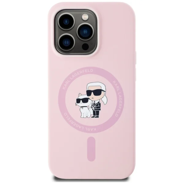 Karl Lagerfeld Silicone Karl&Choupette MagSafe Case for iPhone 14 Pro Max - Pinkeng