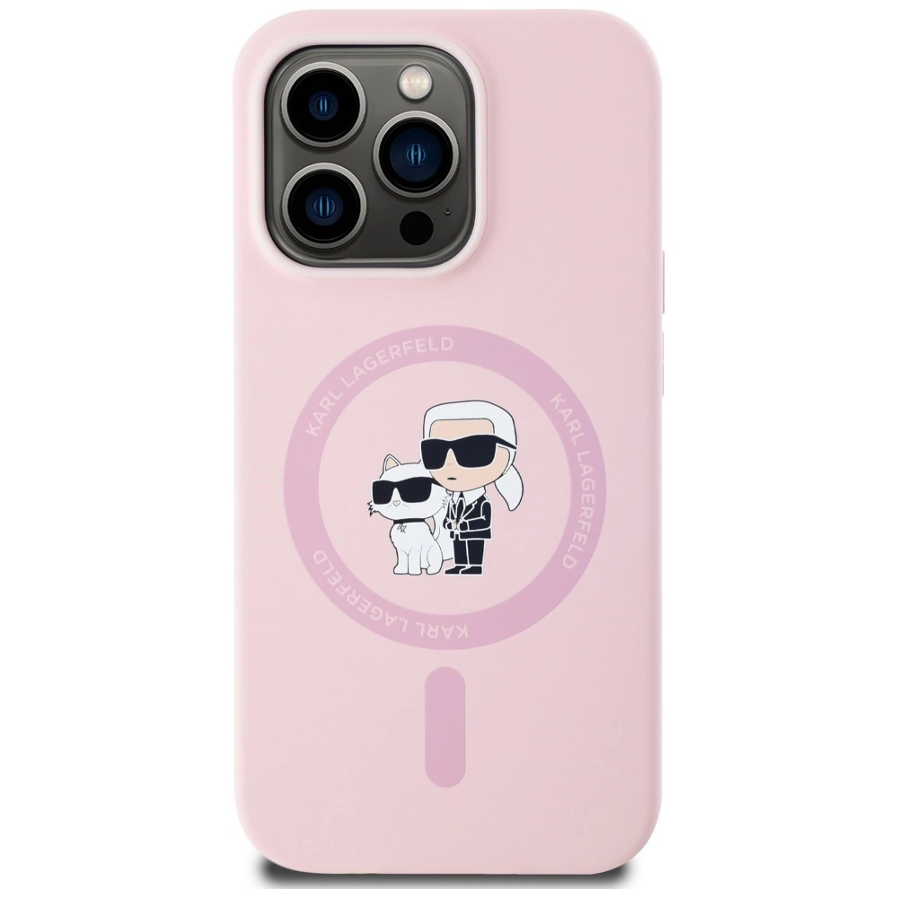 Karl Lagerfeld Silicone Karl&Choupette MagSafe Case for iPhone 14 Pro Max - Pinkeng