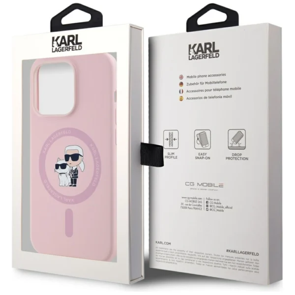 Karl Lagerfeld Silicone Karl&Choupette MagSafe Case for iPhone 14 Pro Max - Pinkeng