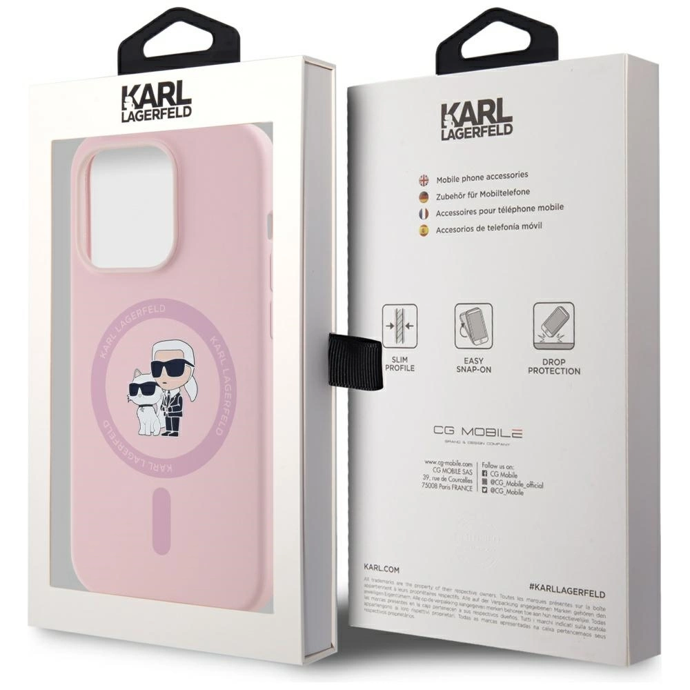 Karl Lagerfeld Silicone Karl&Choupette MagSafe Case for iPhone 14 Pro Max - Pinkeng