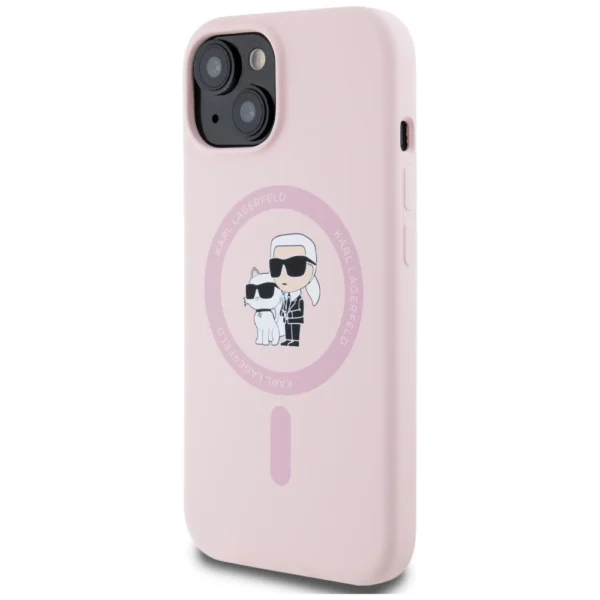 Karl Lagerfeld Silicone Karl&Choupette MagSafe iPhone 15 Plus Case - Pinkeng