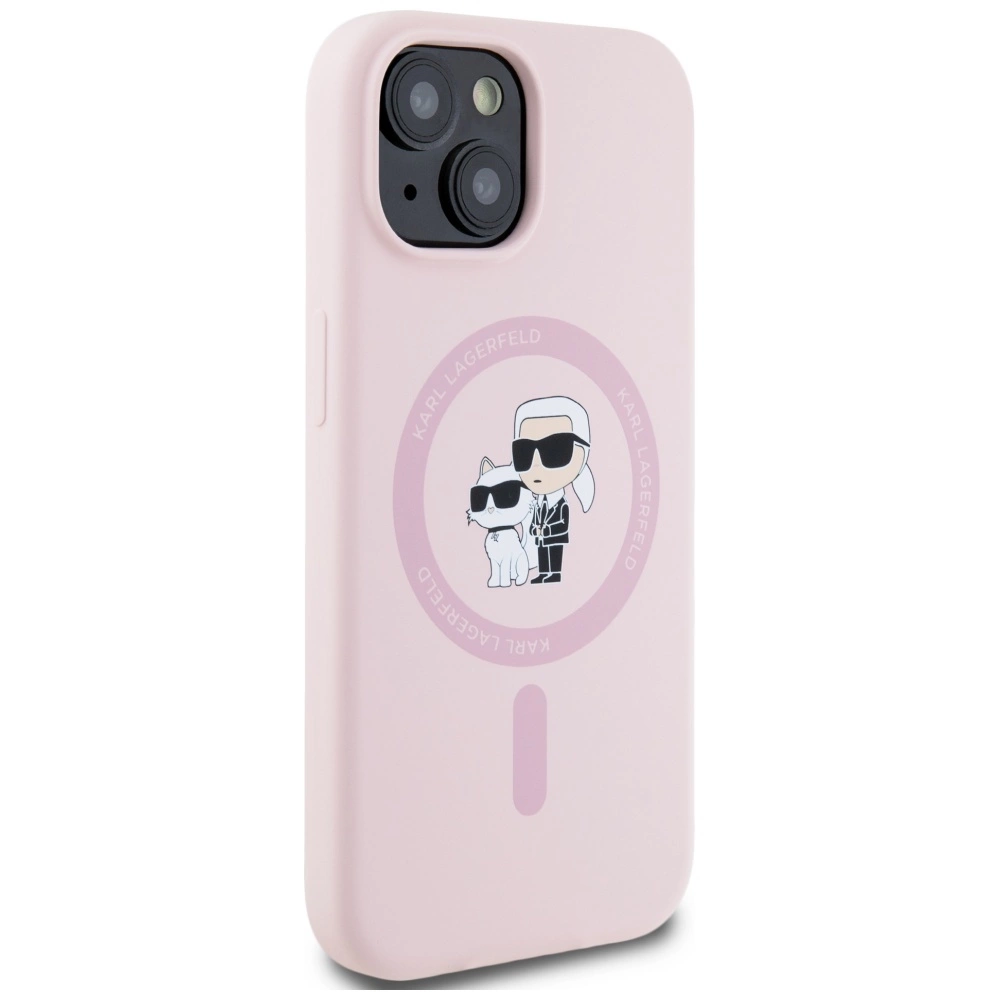 Karl Lagerfeld Silicone Karl&Choupette MagSafe iPhone 15 Plus Case - Pinkeng