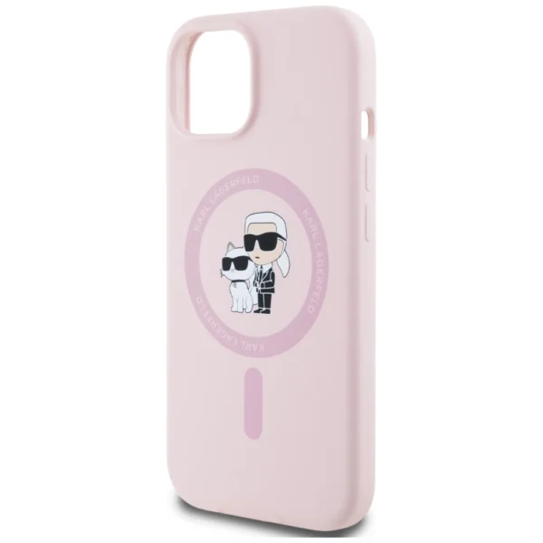 Karl Lagerfeld Silicone Karl&Choupette MagSafe iPhone 15 Plus Case - Pinkeng