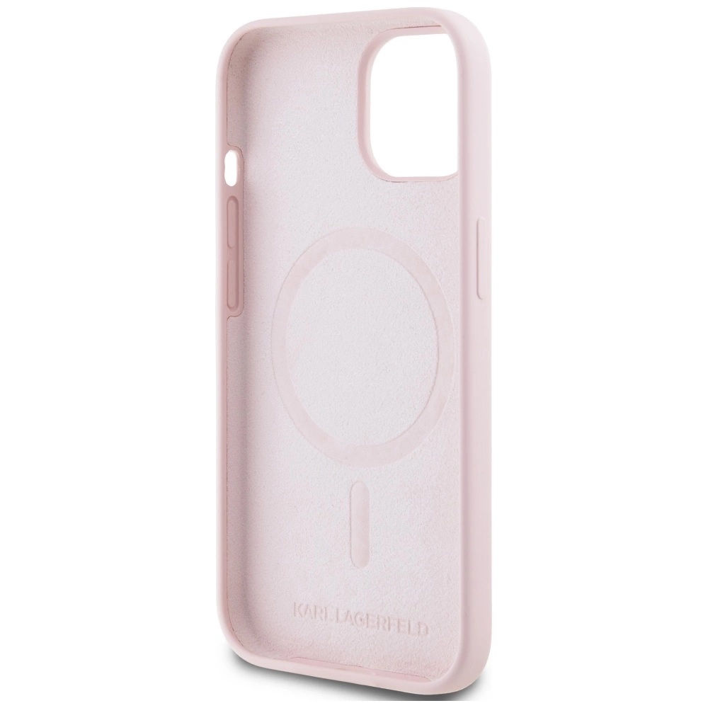 Karl Lagerfeld Silicone Karl&Choupette MagSafe iPhone 15 Plus Case - Pinkeng