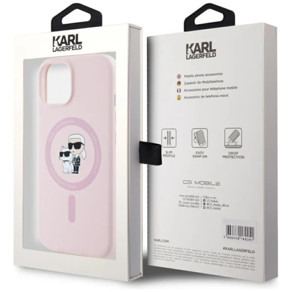 Karl Lagerfeld Silicone Karl&Choupette MagSafe iPhone 15 Plus Case - Pinkeng