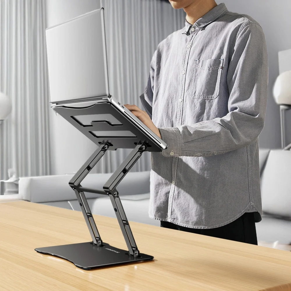Laptop stand Wozinsky WRS-CPY75DSB aluminum + Free! smartphone stand - blackeng