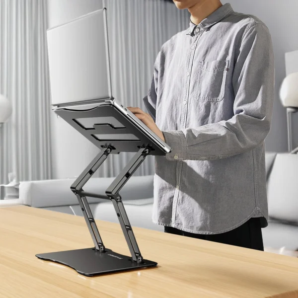 Laptop stand Wozinsky WRS-CPY75DSB aluminum + Free! smartphone stand - blackeng