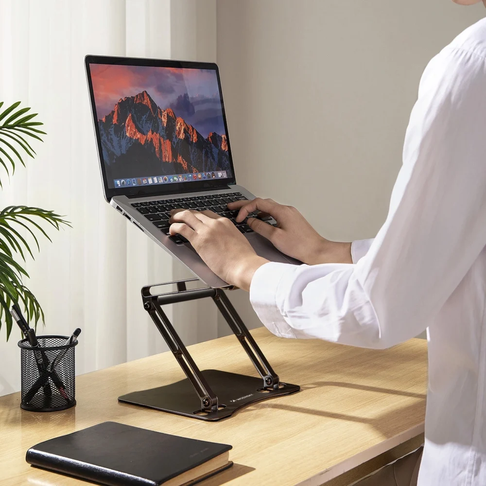 Laptop stand Wozinsky WRS-CPY75DSB aluminum + Free! smartphone stand - blackeng