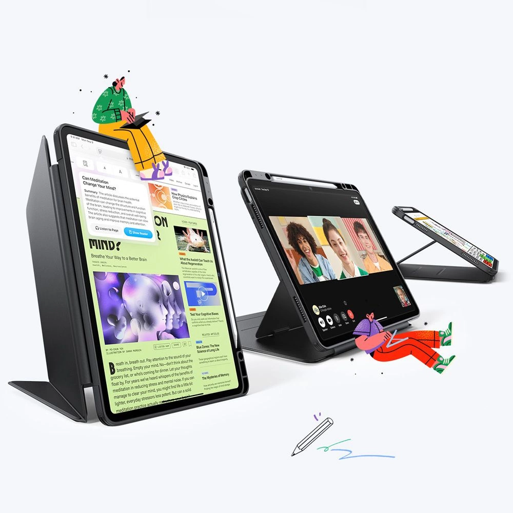 ESR Flip Hybrid Case for iPad Air 13" 1 / 2 (gen.) 2024-2025 - Blackeng