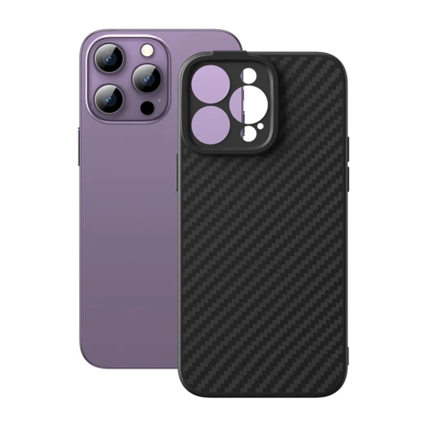 Armored case for iPhone 14 Pro Max compatible with MagSafe Baseus Synthetic Fiber tempered glass - blackeng