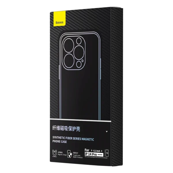 Armored case for iPhone 14 Pro Max compatible with MagSafe Baseus Synthetic Fiber tempered glass - blackeng