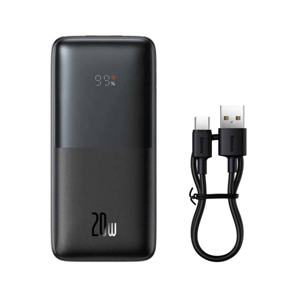Baseus Bipow Pro Power Bank 10000mAh 20W black with USB Type A - USB Type C 3A 0.3m cable (PPBD040201)eng