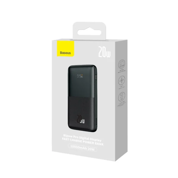 Baseus Bipow Pro Power Bank 10000mAh 20W black with USB Type A - USB Type C 3A 0.3m cable (PPBD040201)eng