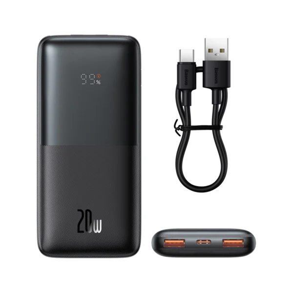 Baseus Bipow Pro Power Bank 10000mAh 20W black with USB Type A - USB Type C 3A 0.3m cable (PPBD040201)eng