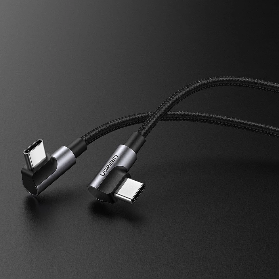 Ugreen US323 angled USB-C - USB-C PD QC cable 60W 3A 2m - blackeng