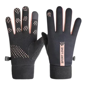 Women's windproof telephone gloves - black and pinkeng