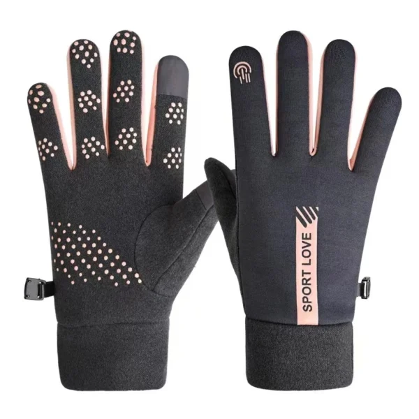 Women's windproof telephone gloves - black and pinkeng