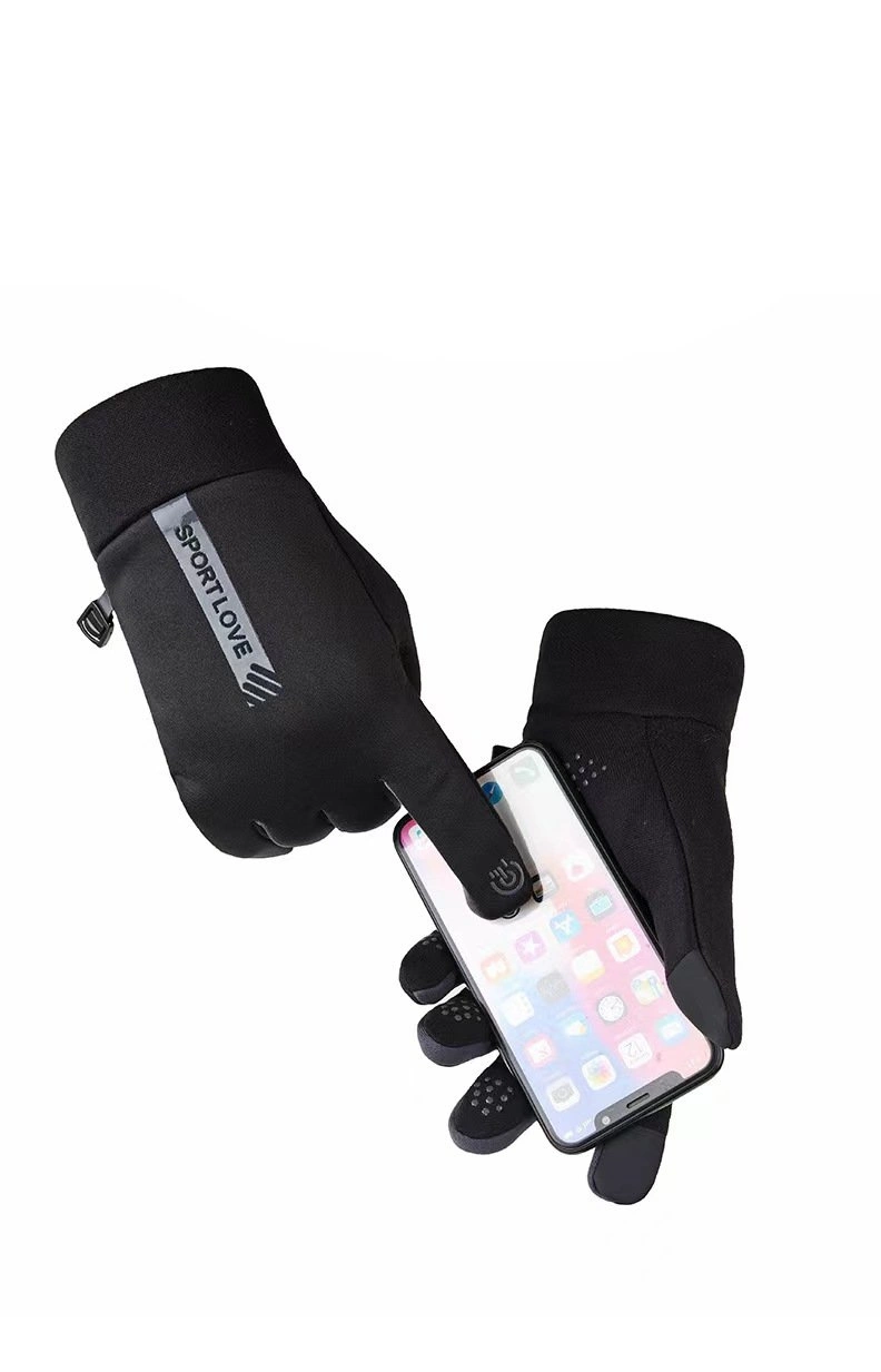 Women's windproof telephone gloves - black and pinkeng