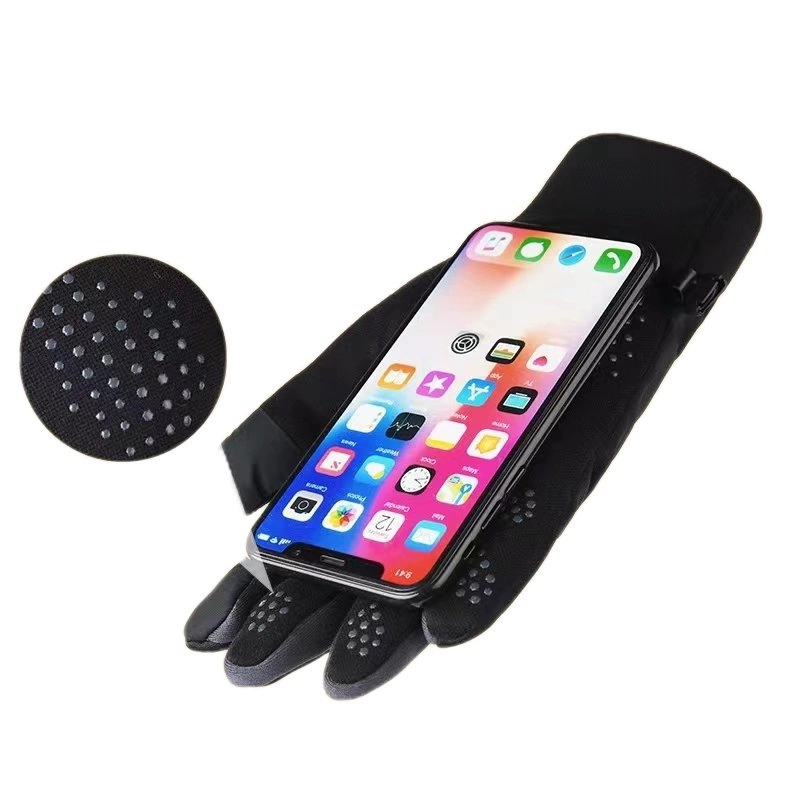 Women's windproof telephone gloves - black and pinkeng