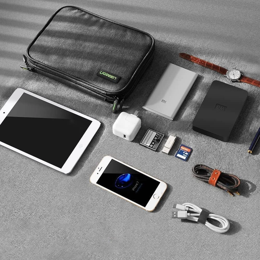 Ugreen case box for hard drive HDD SSD phone cables accessories 24.5 x 17.5 x 5 cm gray (50147 LP149)eng